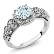 GEM STONE KING 1.27 Ct Round Green Prasiolite 925 Sterling Silver Women's Ring