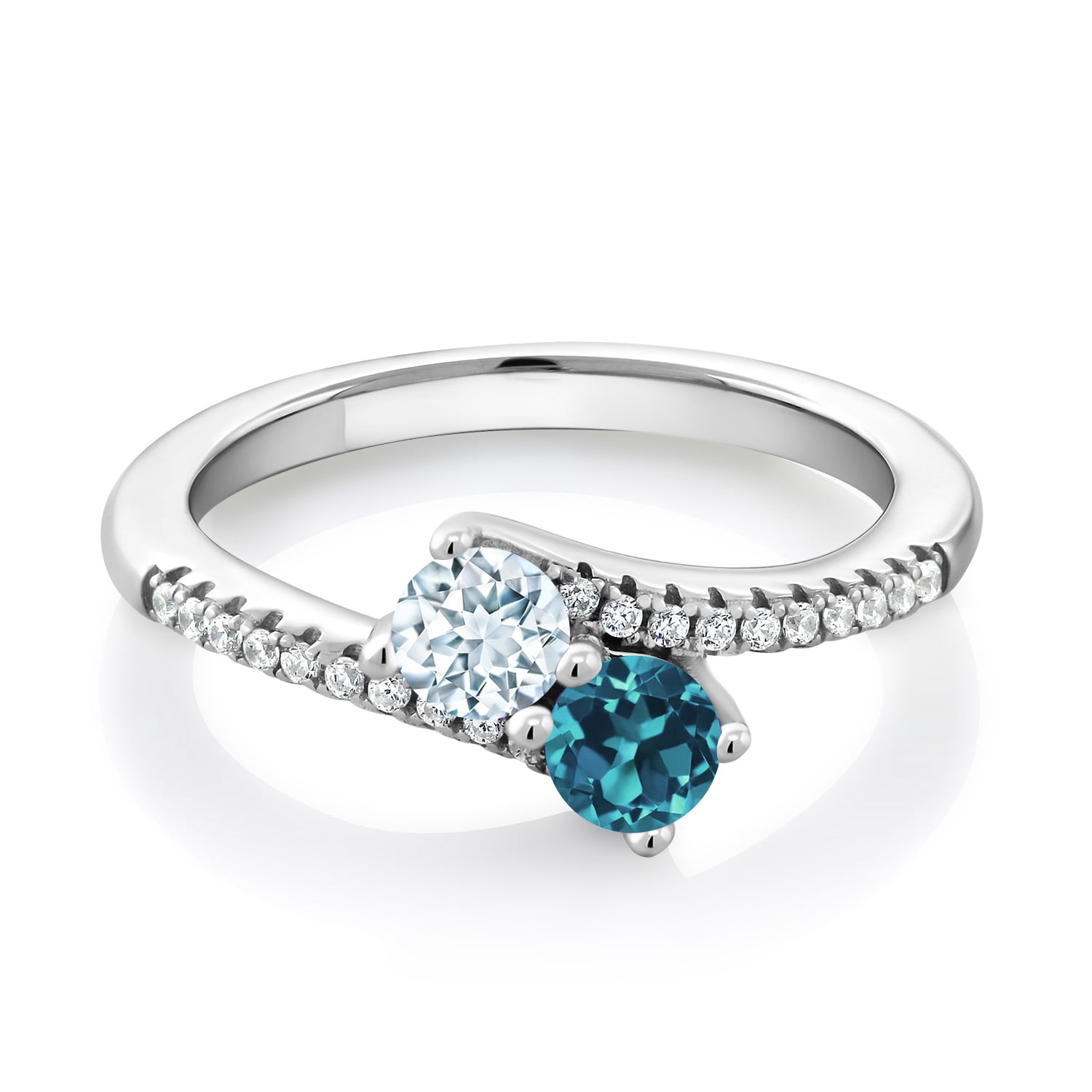 Gem Stone King 925 Sterling Silver Sky Blue Aquamarine and London Blue ...