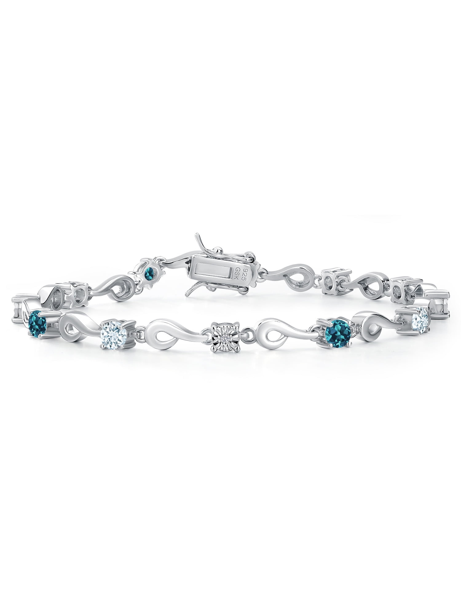 Gem Stone King 925 Sterling Silver Sky Blue Aquamarine and London Blue
