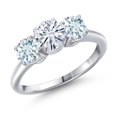 thumbnail image 1 of Gem Stone King 925 Sterling Silver White Moissanite and Sky Blue Aquamarine Engagement Ring for Women | 1.80 Cttw | Round 6MM | Gemstone Birthstone | Size 5, 1 of 7