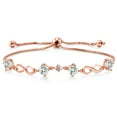 thumbnail image 1 of Gem Stone King 925 Sterling Silver Sky Blue Aquamarine and White Diamond Tennis Bracelet for Women (2.07 Cttw, Round 5MM, Gemstone Birthstone, Fully Adjustable up to 9 inch), 1 of 6