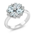 thumbnail image 1 of Gem Stone King 925 Sterling Silver Sky Blue Aquamarine and White Moissanite Ring for Women (1.75 Cttw, Heart Shape 5MM, Gemstone March Birthstone, Size 6), 1 of 3
