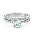 thumbnail image 1 of Gem Stone King 925 Sterling Silver Sky Blue Aquamarine and White Moissanite Wedding Engagement Band Bridal Set Ring for Women (1.24 Cttw, Gemstone March Birthstone, Available in Size 5, 6, 7, 8, 9), 1 of 5