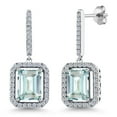 thumbnail image 1 of Gem Stone King 925 Sterling Silver Sky Blue Simulated Aquamarine Earrings for Women (5.56 Cttw, Gemstone Birthstone, Emerald Cut 9X7MM), 1 of 6