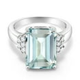 thumbnail image 1 of Gem Stone King 925 Sterling Silver Sky Blue Simulated Aquamarine Ring for Women (6.94 Cttw, Gemstone Birthstone, Emerald Cut 14X10MM, Available in Size 5, 6, 7, 8, 9), 1 of 7