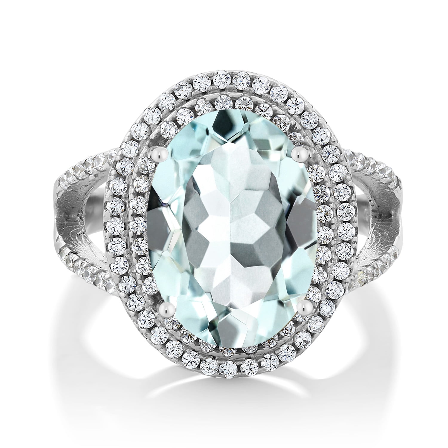 Gem Stone King 925 Sterling Silver Sky Blue Simulated Aquamarine Ring ...