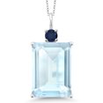 thumbnail image 1 of Gem Stone King 925 Sterling Silver Sky Blue Topaz and Blue Sapphire Pendant Necklace for Women | 20.35 Cttw | Gemstone November Birthstone | Emerald Cut 18X13MM | With 18 inch Chain, 1 of 4
