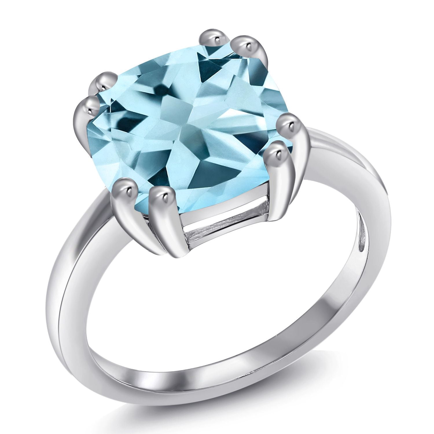 Gem Stone King 925 Sterling Silver Sky Blue Topaz Engagement Ring ...