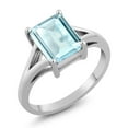 thumbnail image 1 of Gem Stone King 925 Sterling Silver Sky Blue Topaz Solitaire Engagement Ring for Women (2.66 Cttw, Emerald Cut 9X7MM, Gemstone November Birthstone, Size 6), 1 of 4