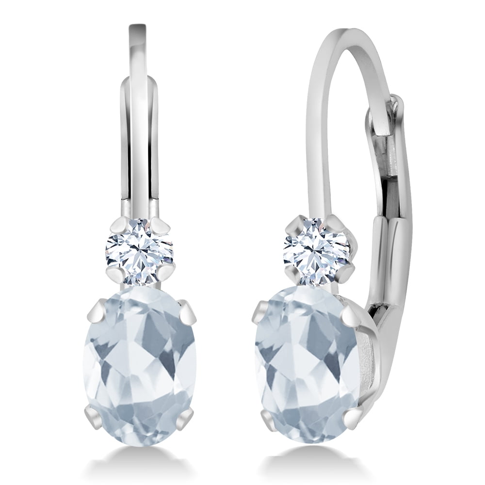 Gem Stone King 925 Sterling Silver Sky Blue Topaz and White Created ...