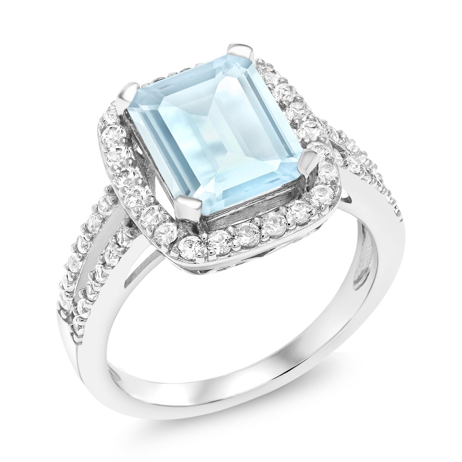 Gem Stone King 925 Sterling Silver Sky Blue Topaz Women Engagement Ring ...