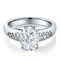 thumbnail image 1 of Gem Stone King 925 Sterling Silver Solitaire Ring Oval Moissanite (2.10 Cttw), 1 of 3
