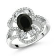 thumbnail image 1 of Gem Stone King 925 Sterling Silver Statement Ring Set with Oval Black Onyx (2.82 cttw) (Size 8), 1 of 3