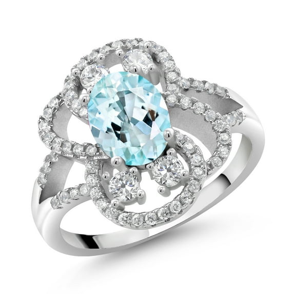 Gem Stone King 925 Sterling Silver Statement Ring Set with Oval Sky Blue Topaz (2.82 cttw) (Size 6)