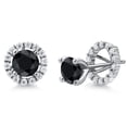 thumbnail image 1 of Gem Stone King 925 Sterling Silver Stud Earrings Round Sapphire Moissanite (2.72 Cttw), 1 of 6