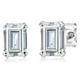 thumbnail image 1 of Gem Stone King 925 Sterling Silver Stud Earrings for Women Men Emerald Cut Near Colorless 1.16cttw Moissanite, 1 of 6