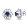 thumbnail image 1 of Gem Stone King 925 Sterling Silver Stud Earrings with Jackets Created Sapphire and Moissanite (2.72 Cttw), 1 of 6