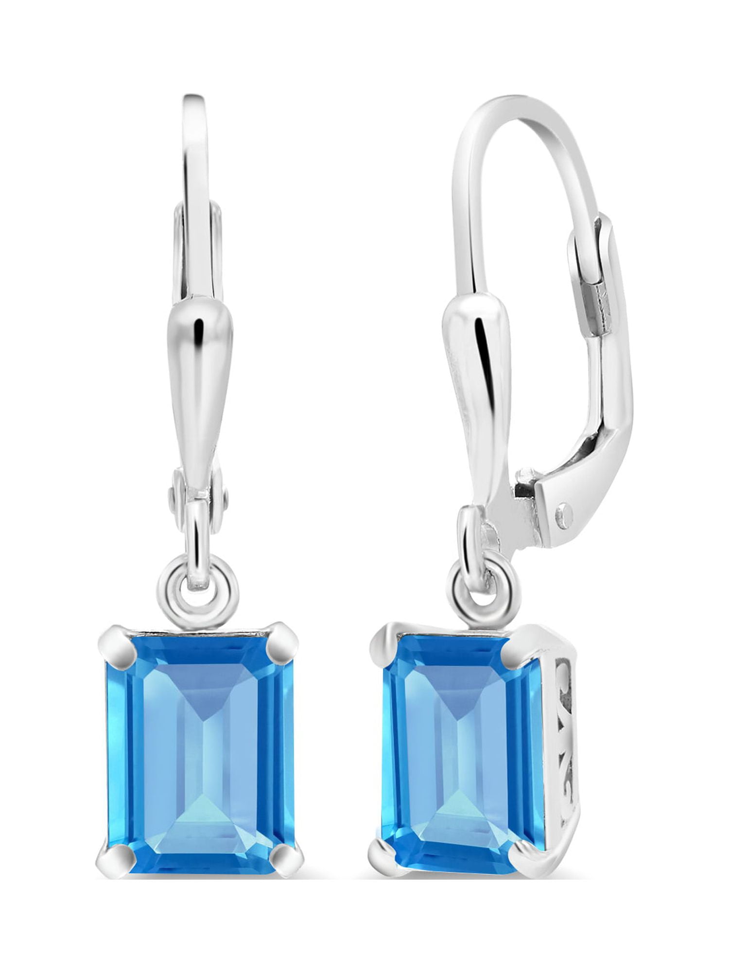 Gem Stone King 925 Sterling Silver Swiss Blue Topaz Dangle Earrings for ...