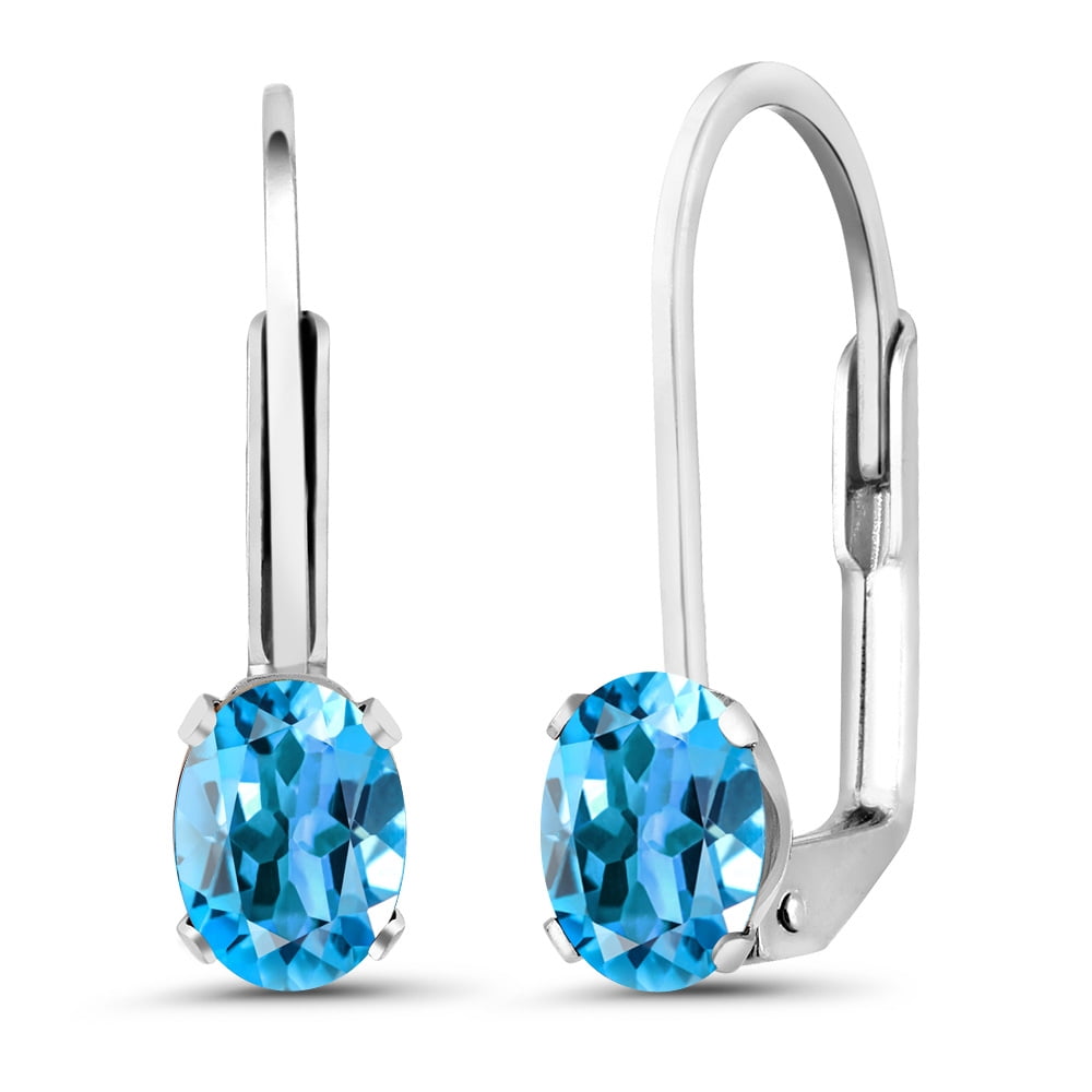 Gem Stone King 925 Sterling Silver Swiss Blue Topaz Earrings for Women ...