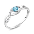 thumbnail image 1 of Gem Stone King 925 Sterling Silver Swiss Blue Topaz Infinity Ring for Women (0.64 Cttw, Gemstone Birthstone, Available in Size 5, 6, 7, 8, 9), 1 of 3