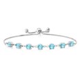thumbnail image 1 of Gem Stone King 925 Sterling Silver Swiss Blue Topaz Infinity Tennis Bracelet for Women (3.50 Cttw, Gemstone November Birthstone, Round 4.5MM, Fully Adjustable up to 9 inch), 1 of 4