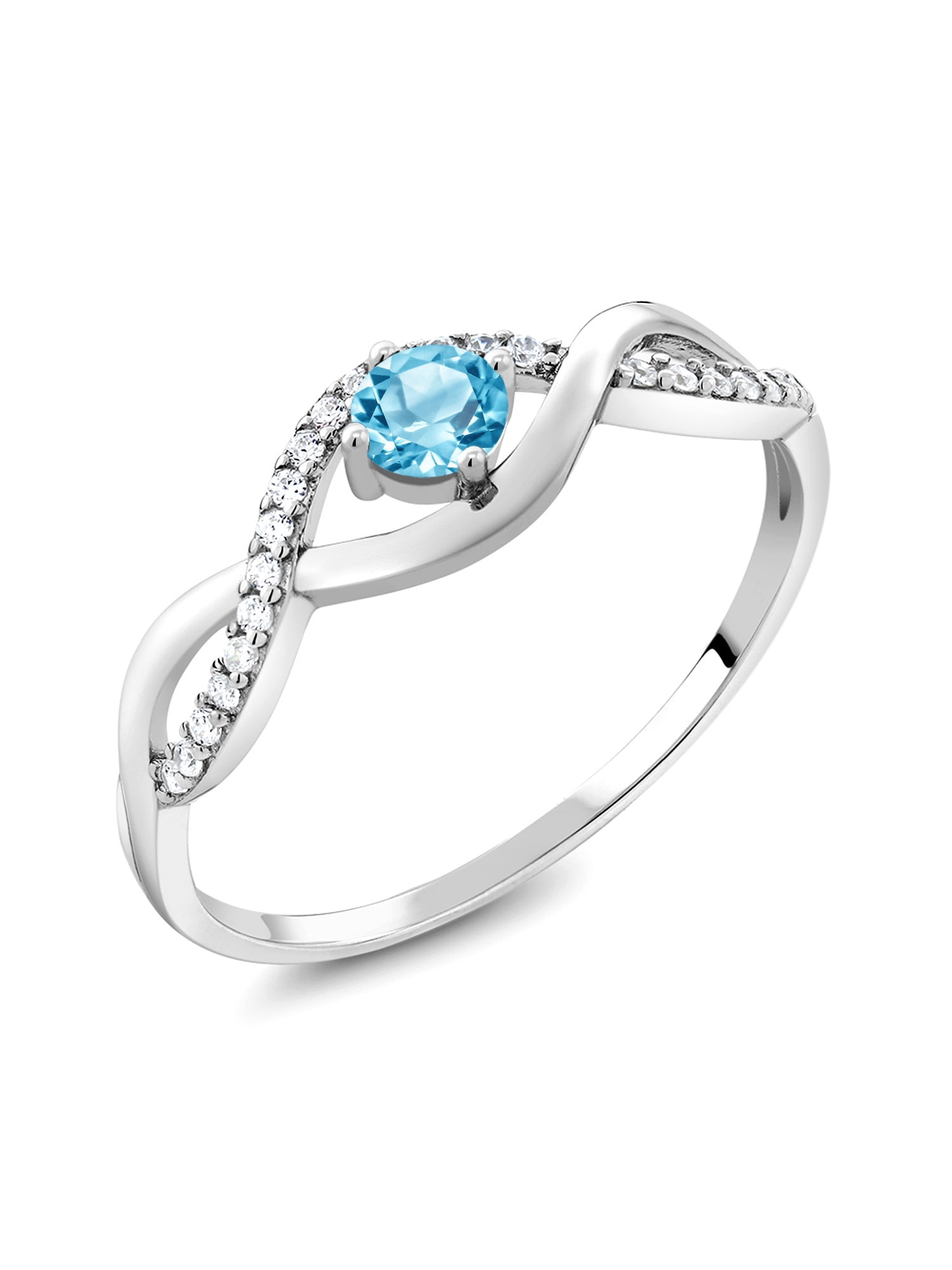 Gem Stone King 925 Sterling Silver Swiss Blue Topaz Infinity Ring for ...