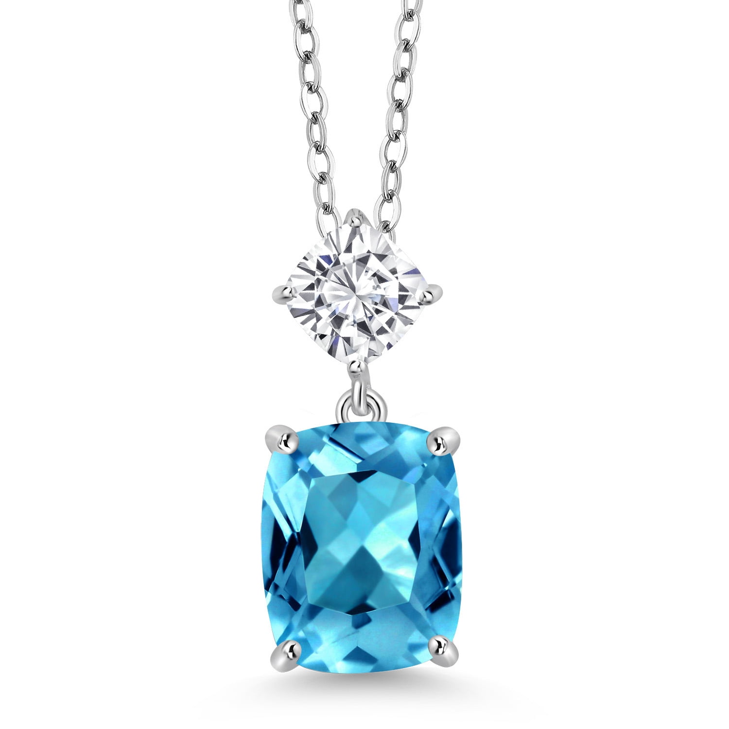 Gem Stone King 925 Sterling Silver Swiss Blue Topaz and White ...