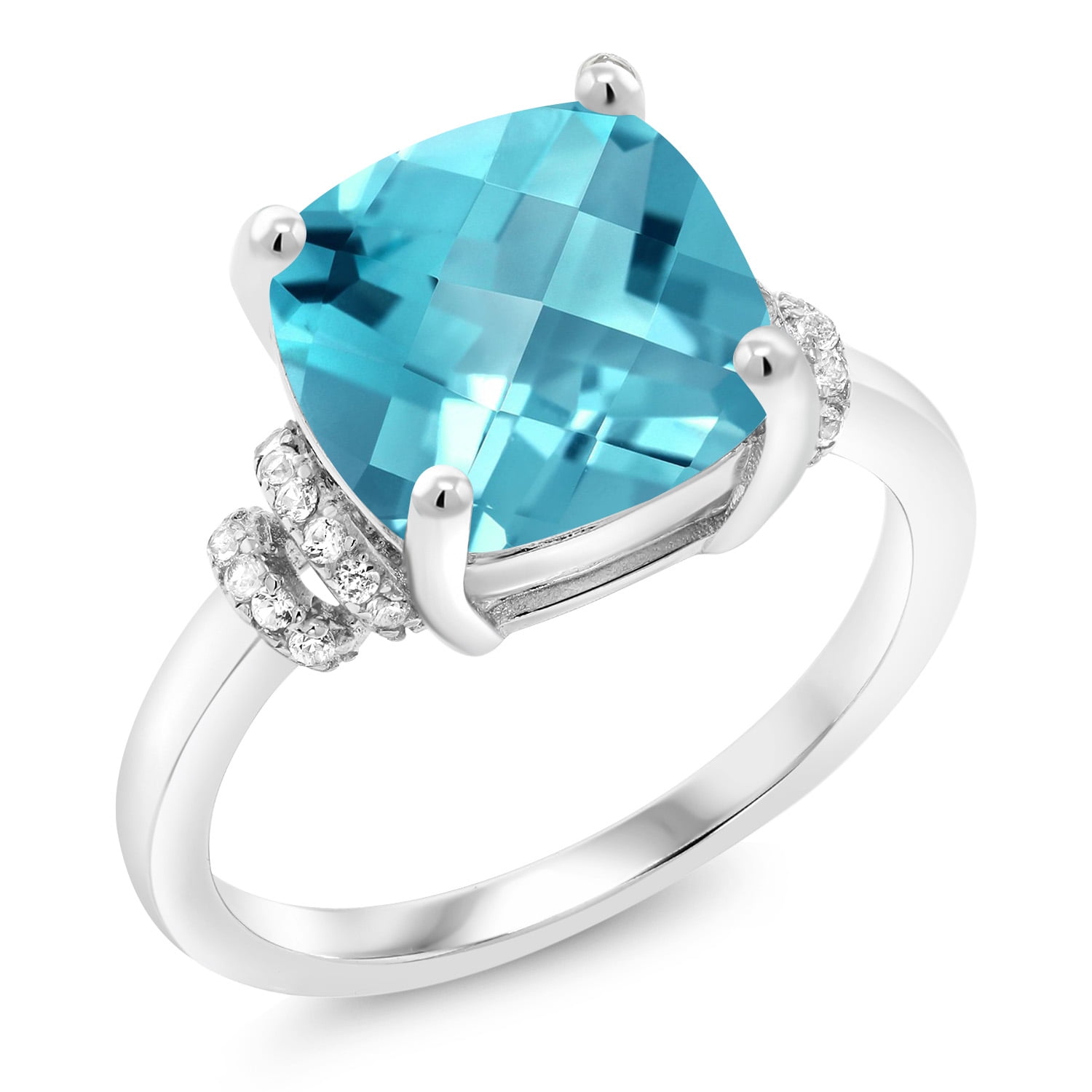 Gem Stone King 925 Sterling Silver Swiss Blue Topaz Women Engagement ...