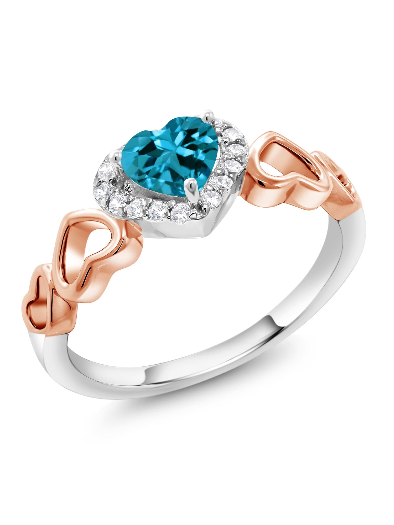 Gem Stone King 925 Sterling Silver Two-Tone Women's Ring London Blue ...