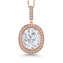 Gem Stone King 8.07 Cttw White CZ Simulated Diamond Pendant Necklace for Women | 925 Sterling Silver | Oval 12X10MM | With 18 inch Chain