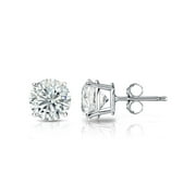 Gem Stone King 925 Sterling Silver White Cubic Zirconia Stud Earrings For Women (2.00 Cttw, Round 6MM)