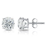 Gem Stone King 925 Sterling Silver White Cubic Zirconia Stud Earrings for Women Men | 2.00 Cttw | Round 6MM