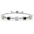 thumbnail image 1 of Gem Stone King 925 Sterling Silver White Lab Grown Diamond and Black Sapphire Bracelet for Women | 4.30 Cttw | Gemstone April Birthstone | Oval 7X5MM | Fully Adjustable 9 inch, 1 of 6