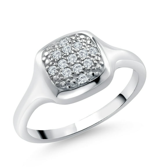 Gem Stone King 925 Sterling Silver White Lab Grown Diamond Engagement Ring for Women Available in Size 6,7,8,9,10