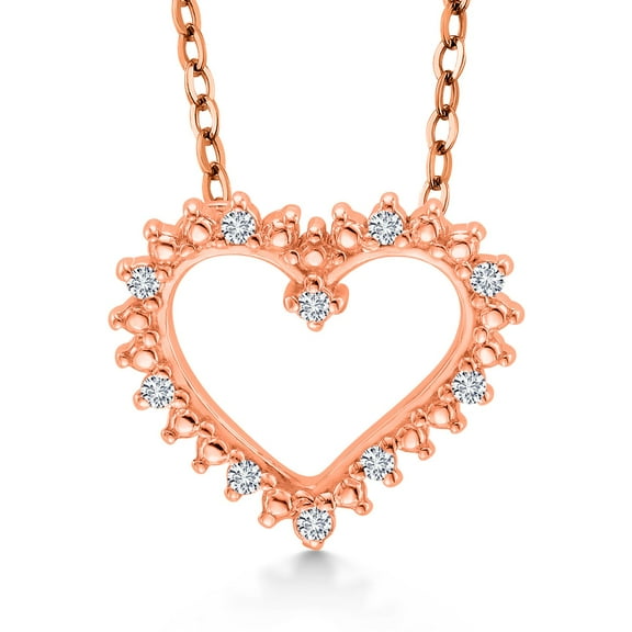 Gem Stone King 925 Sterling Silver White Lab Grown Diamond Heart Shape Pendant Necklace for Women with 18 inch Chain