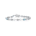 thumbnail image 1 of Gem Stone King 925 Sterling Silver White Lab Grown Diamond and Swiss Blue Topaz Bracelet for Women (2.79 Cttw, Gemstone April Birthstone, Round 4MM, 6.5 inch), 1 of 6