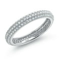 thumbnail image 1 of Gem Stone King 925 Sterling Silver White Moissanite 3 Rows Micro Pave Setting Eternity Wedding Band Ring for Women (1.08 Cttw, Available in Size 5, 6, 7, 8, 9), 1 of 4