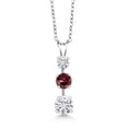 thumbnail image 1 of Gem Stone King 925 Sterling Silver White Moissanite 3 Stone Pendant Necklace for Women (1.63 Cttw, Gemstone Birthstone, Round 6MM, 5MM and 4MM, with 18 inch Chain), 1 of 4