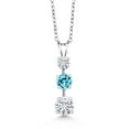 thumbnail image 1 of Gem Stone King 925 Sterling Silver White Moissanite 3 Stone Pendant Necklace for Women (1.68 Cttw, Gemstone Birthstone, Round 6MM, 5MM and 4MM, with 18 inch Chain), 1 of 4