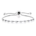 thumbnail image 1 of Gem Stone King 925 Sterling Silver White Moissanite Adjustable Bracelet for Women (0.65 Cttw, Round 2.5MM, Gemstone Birthstone, Fits up To 9 inch Wrist), 1 of 4