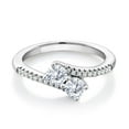 thumbnail image 1 of Gem Stone King 925 Sterling Silver White Moissanite Bypass Ring for Women (0.70 Cttw, Gemstone Birthstone, Round 4MM, Available in Size 5, 6, 7, 8, 9), 1 of 4