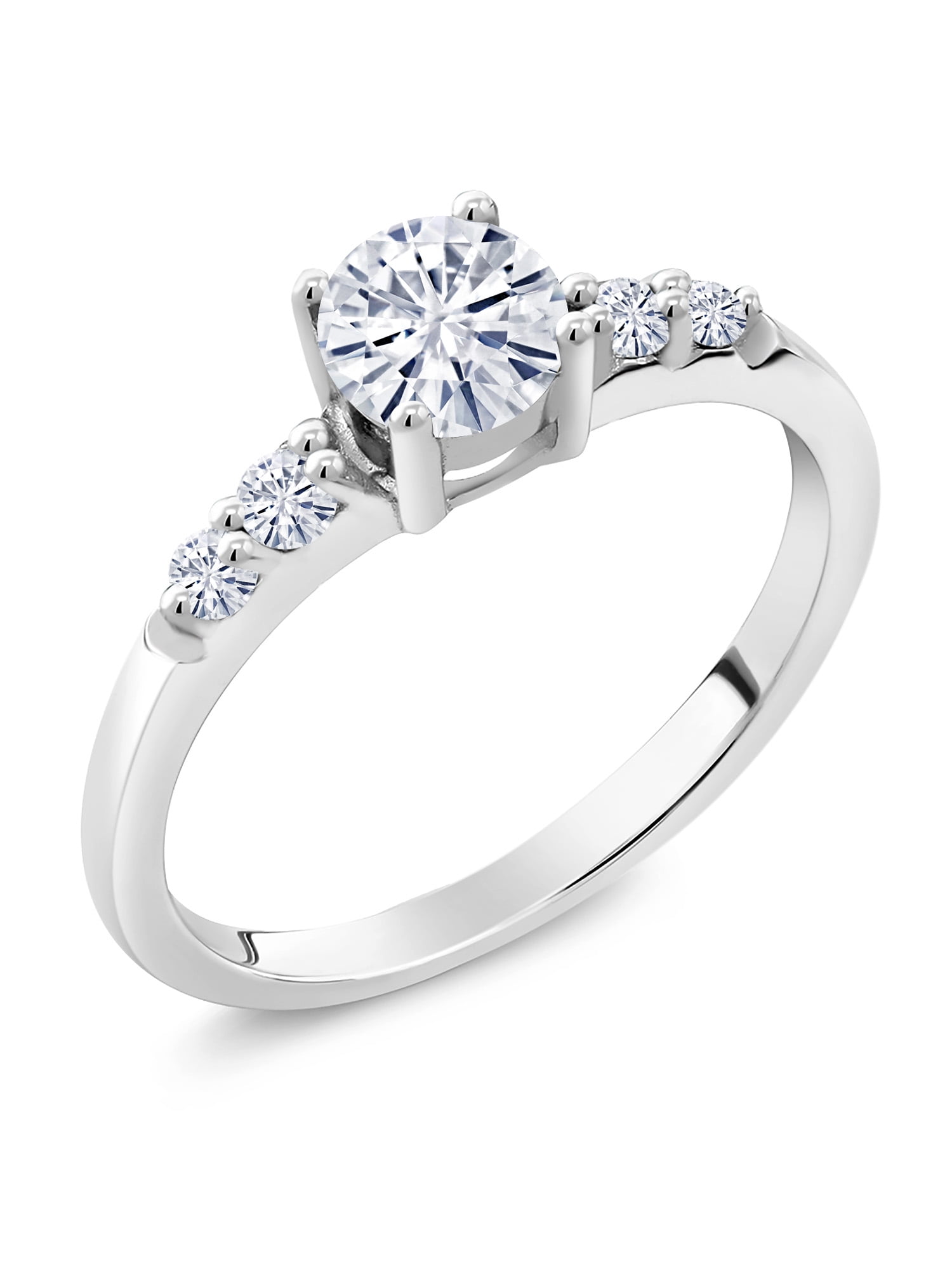 Gem Stone King 925 Sterling Silver White Moissanite Engagement Ring for Women 0.65 Cttw Round 5MM Gemstone Birthstone Size 7 Walmart