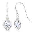 thumbnail image 1 of Gem Stone King 925 Sterling Silver White Moissanite French Wire Dangle Earrings for Women (3.80 Cttw, Gemstone, Heart Shape 8MM), 1 of 3