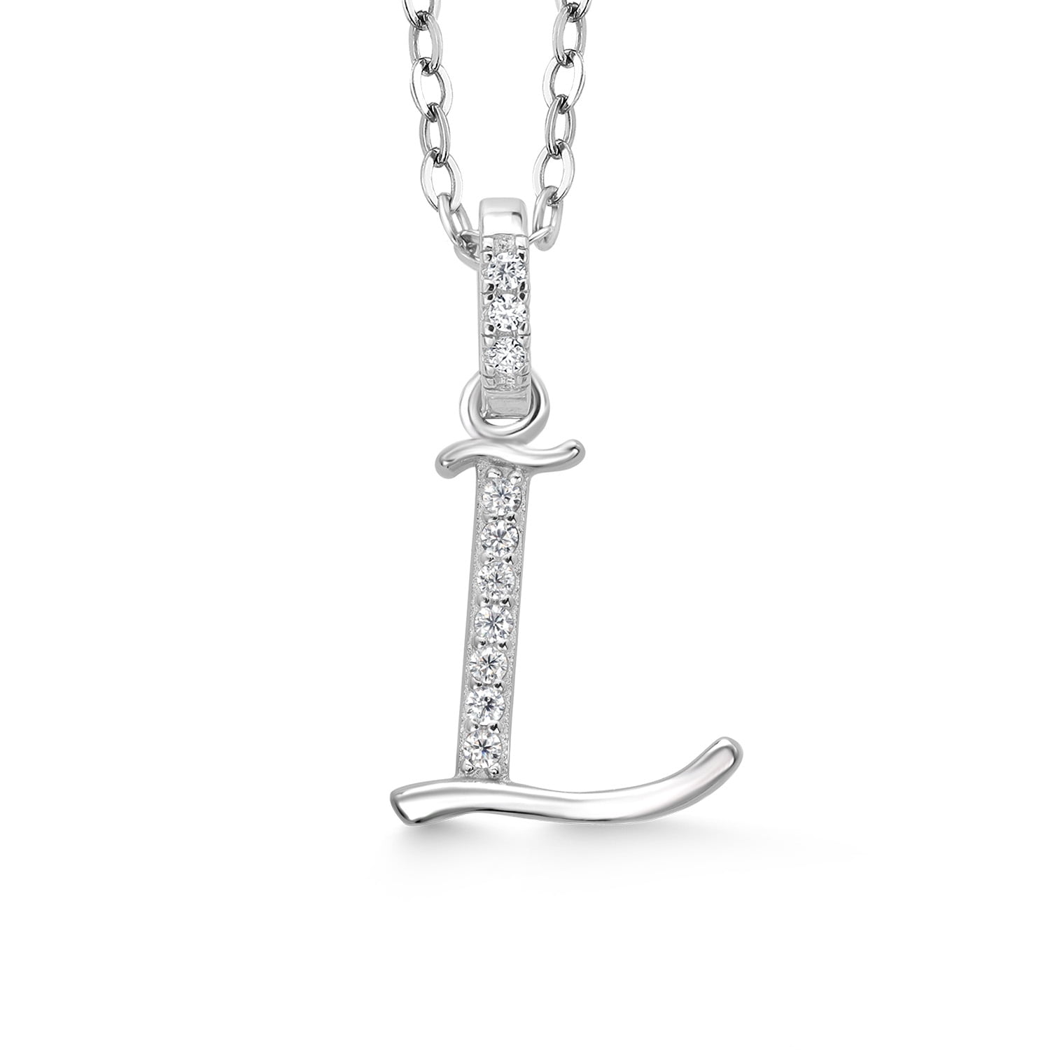 Gem Stone King 925 Sterling Silver White Moissanite Initial