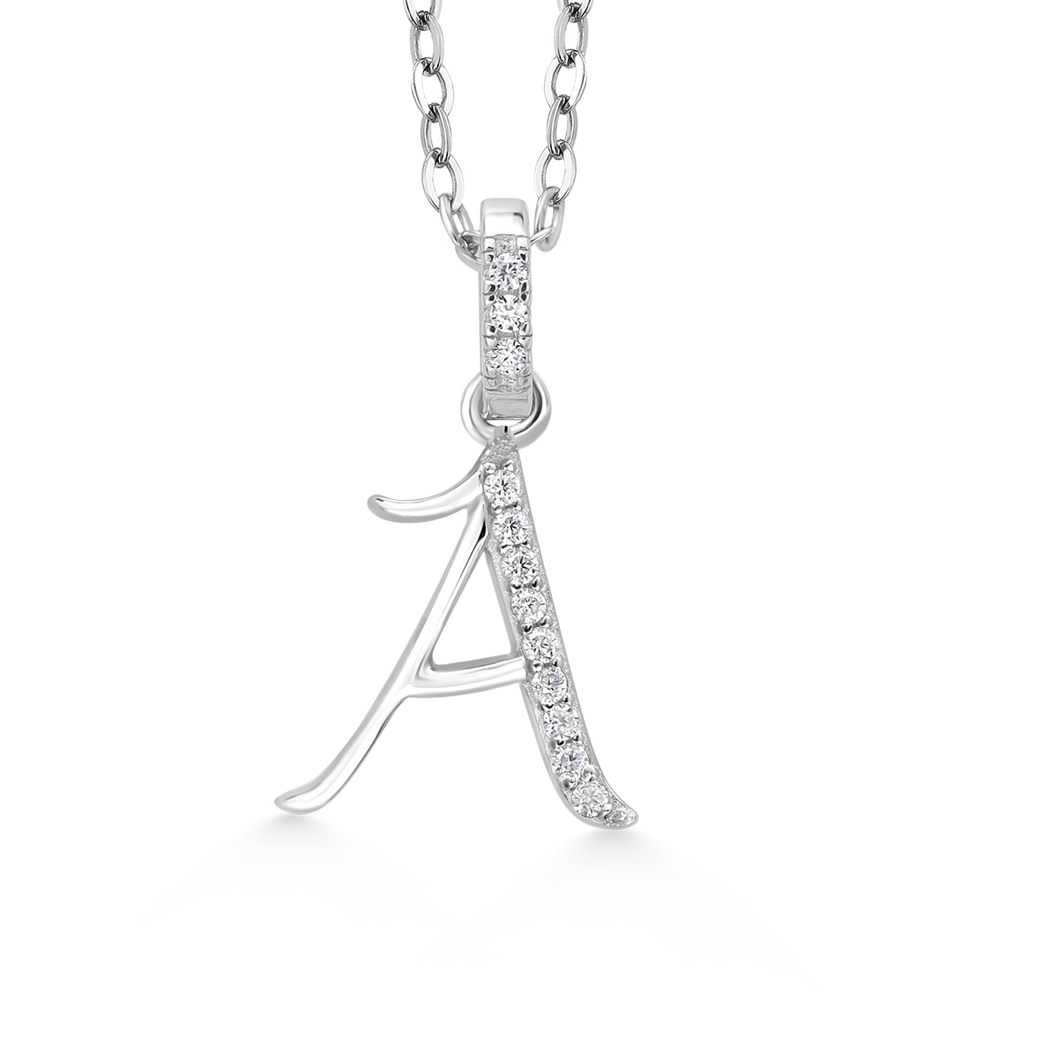 Gem Stone King 925 Sterling Silver White Moissanite Initial