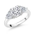thumbnail image 1 of Gem Stone King 925 Sterling Silver White Moissanite and Lab Grown Diamond Engagement Ring for Women | 2.44 Cttw | Cushion 7MM | Gemstone Birthstone | Size 5, 1 of 3