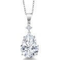 thumbnail image 1 of Gem Stone King 925 Sterling Silver White Moissanite and Lab Grown Diamond Pendant Necklaces Pendant for Women | 9.27 Cttw | Pear Shape 16X12MM | April Birthstone, 1 of 4