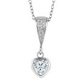 thumbnail image 1 of Gem Stone King 925 Sterling Silver White Moissanite Pendant Necklace for Women (0.93 Cttw, Heart Shape 6MM, with 18 inch Chain), 1 of 1