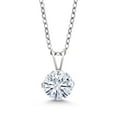 thumbnail image 1 of Gem Stone King 925 Sterling Silver White Moissanite Pendant Necklace for Women (1.20 Cttw, Round 7mm, With 18 inch Chain), 1 of 4