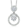 thumbnail image 1 of Gem Stone King 925 Sterling Silver White Moissanite Pendant Necklace for Women (1.63 Cttw, Gemstone, Round 6MM and 4MM), 1 of 3